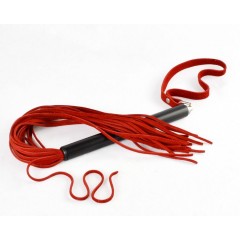 Красная велюровая плеть MIX с черной рукоятью - 47 см.